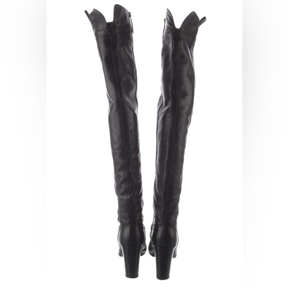 Chanel Black Lambskin Leather Over the Knee Boots - Picture 6 of 14